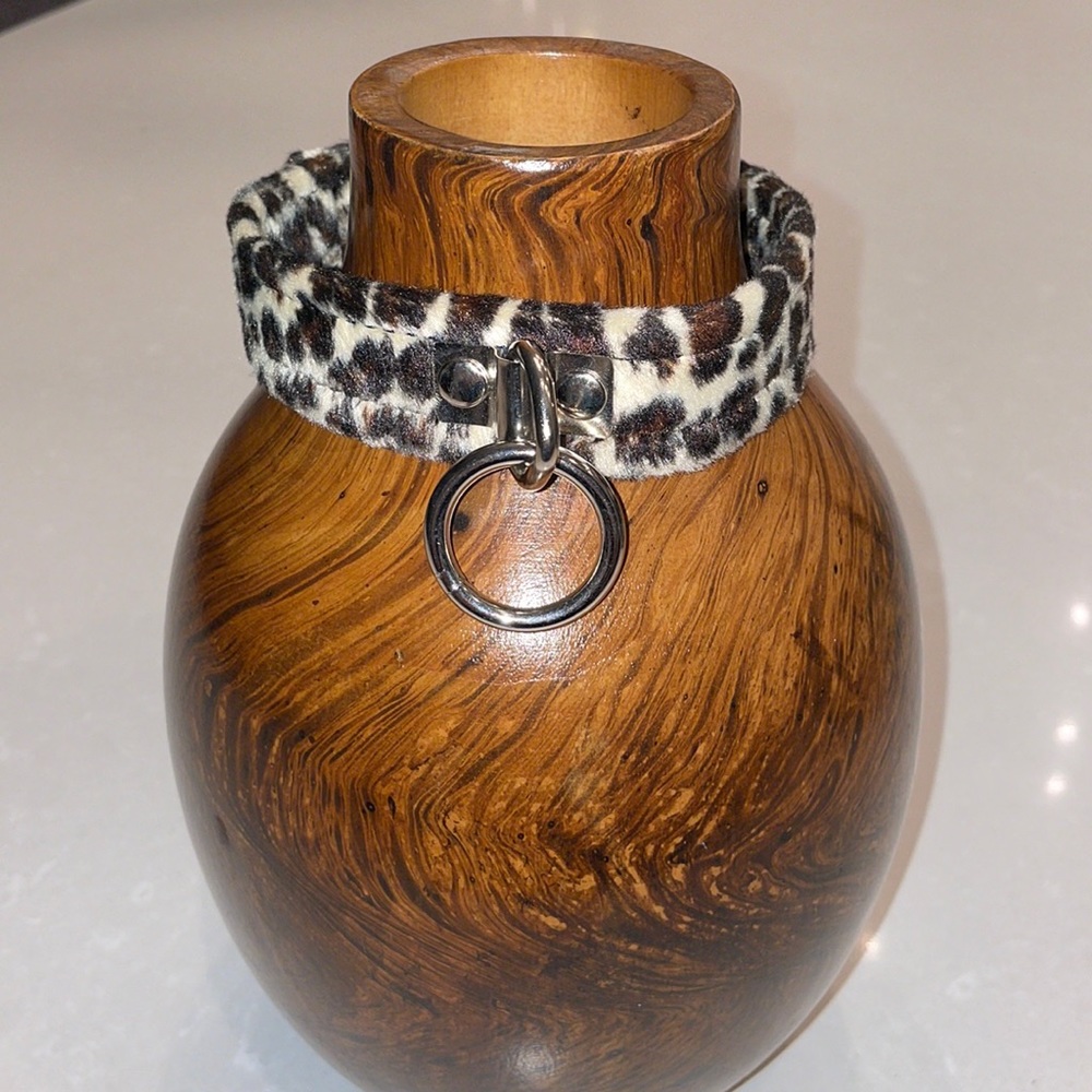 Fuzzy Leopard Print Dog Collar